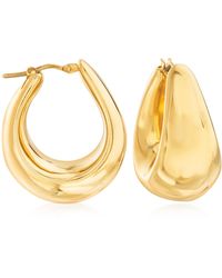 Ross-Simons - Italian 18kt Gold Over Sterling Wide Hoop Earrings - Lyst