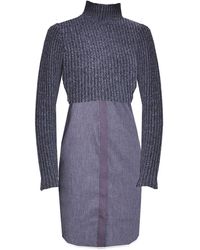 Tahari - Raleigh Mock Neck Ribbed Knit Sweater Dress - Lyst
