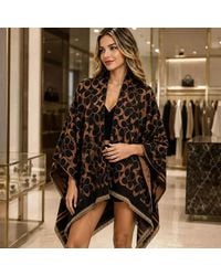 TRUEDAMES - Geometric Circle Pattern Print Fringe Wrap Shawl Poncho - Lyst