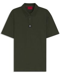 HUGO - Interlock-Cotton Polo Shirt With Stacked Logo - Lyst