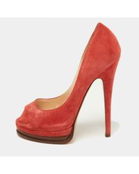 Casadei - Brick Suede Daisy Peep Toe Platform Pumps - Lyst