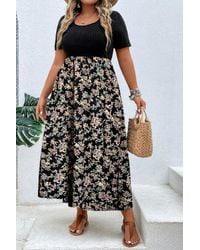 TRUEDAMES - Plus Floral Print Elastic Fit High Waist Dress - Lyst