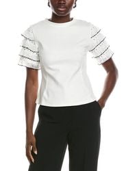 Gracia - Round Neckline Tiered Short Sleeve Top - Lyst