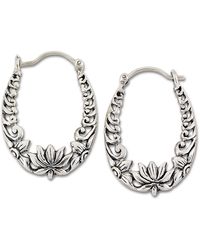 Samuel B Jewelry Sterling Scrollwork Design Hoop Earring - Metallic