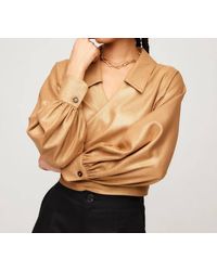 Fifteen Twenty - Soft Camel Long Sleeve Wrap Top - Lyst