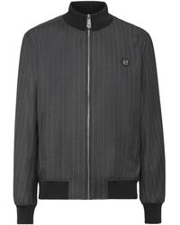 Philipp Plein - Wool Pinstripe Bomber Ls - Lyst