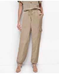 DKNY - Tie-Waist High-Rise Crinkled Jogger Cargo Pants - Lyst