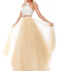 Precious Formals - Two Piece Beaded Halter Evening Gown - Lyst