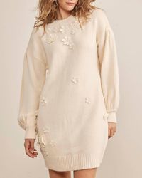 In February - Floral Applique Relaxed Fit Sweater Mini Dress - Lyst
