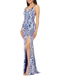 Blondie Nites - Juniors Sequined Lace Up Evening Dress - Lyst