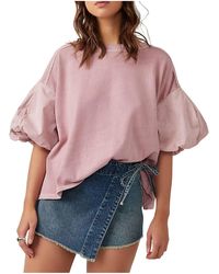 Free People - Puff Sleeve Solid Blouse - Lyst