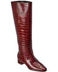 Veronica Beard - Cecile Wide Calf Croc-Embossed Leather Knee-High Boot - Lyst