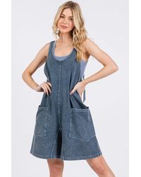 TRUEDAMES - Low Scoop Neck Tank Washed French Terry Romper - Lyst