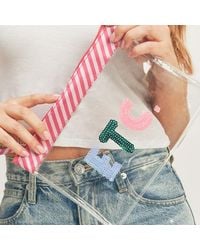 Fashnzfab - Etc Sequin Message Wristlet Transparent Clutch Bag - Lyst