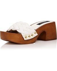 Aqua - Boho Woven Faux Leather Platform Sandals - Lyst