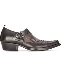 Infinity Leather - Leather Western Shoes Cuban Cowboy Winklepickers Classic Buckle Shoe - Lyst