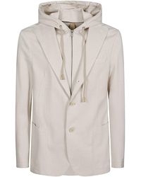 Eleventy - Single-Breasted Jacket With Removable Hood And Versatile Pockets - Lyst
