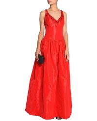 Marchesa - Taffeta Satin Ball Gown Embellished Dress - Lyst