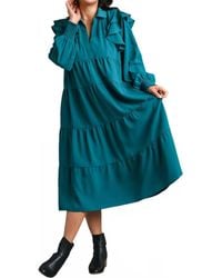 Umgee - Ruffle Long Sleeve Tiered Maxi Dress - Lyst