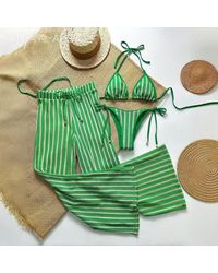 TRUEDAMES - Bikini Split Trousers Swimsuit Three-Piece Set Popular Sexy Striped Printed Swimsuit - Lyst