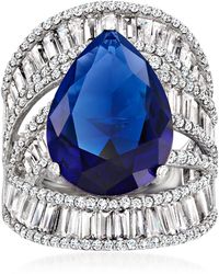 Ross-Simons - Simulated Sapphire And Cz Ring - Lyst