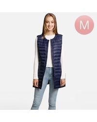 TRUEDAMES - Solid Front Pockets Light Long Puffer Button Vest - Lyst