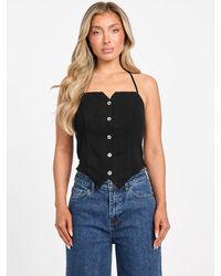 Guess - Zulley Linen-Blend Halter Top - Lyst