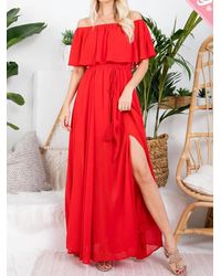 Sweet Lovely By Jen - Curvy Off Shoulder Maxi Dress Chiffon - Lyst