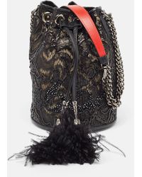 Christian Louboutin - Lace Feather And Leather Marie Jane Bucket Bag - Lyst