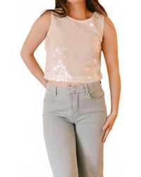 2.7 August Apparel - Finding Seashells Sequin Top - Lyst