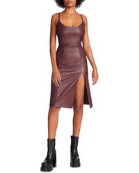Steve Madden - Giselle Faux Leather Sleeveless Cocktail And Party Dress - Lyst
