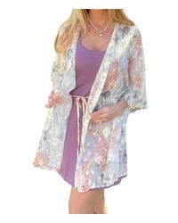 Kori - Floral Printed String Waist Kimono - Lyst