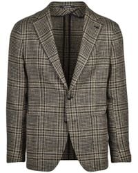 Tagliatore - Checkered Rounded Virgin Wool-Blend Jacket - Lyst