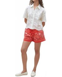 Suncoo - Lory Geometric English Embroideries Blouse - Lyst