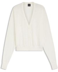 BOSS - Linen-Cotton Cardigan With Buttoned Front - Lyst