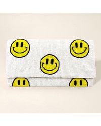 Fashnzfab - Smile Patterned Seed Beaded Clutch Crossbody Bag - Lyst