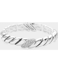 Fashnzfab - Stone Paved Pointed Metal Stretch Bracelet Antique, Clear - Lyst