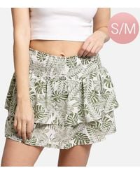 TRUEDAMES - Tropical Leaf Patterned Ruffle Tiered Mini Skirt S/M - Lyst