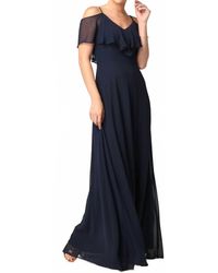 Eva USA Chiffon Cold Shoulder Ruffle Sleeve Bridesmaid Dress in Purple | Lyst Eva USA Chiffon Cold Shoulder Ruffle Sleeve Bridesmaid Dress in Purple | Lyst