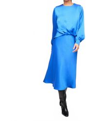 Fifteen Twenty - Mia Bias Satin Midi Skirt - Lyst