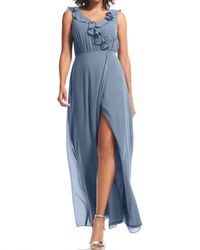 Bill Levkoff - Chiffon Ruffle Trim Bridesmaid Gown - Lyst