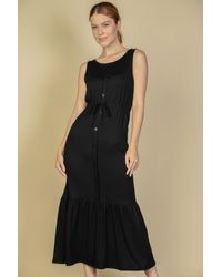 TRUEDAMES - Button Front Tie Waist Sleeveless Maxi Dress - Lyst
