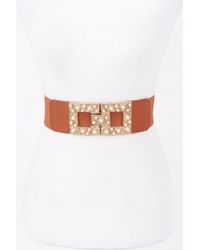 Fashnzfab - Pearl Metal Buckle Elastic Belt - Lyst