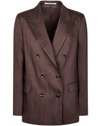 Tagliatore - Double-Breasted Pinstripe Jacket With Structured Silhouette - Lyst