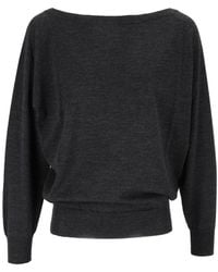 MC2 Saint Barth - Naty Charcoal Merino Wool Sweater - Lyst