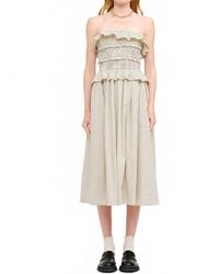 SOFIA The Label - Flynn Pinstriped Smoked Midi Dress - Lyst
