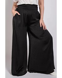 TRUEDAMES - Washed Satin Wide Pants With Waist Smocked - Lyst