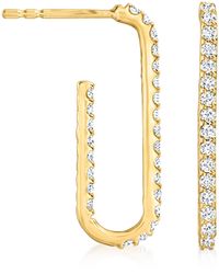Ross-Simons - Diamond Paper Clip Link J-hoop Earrings - Lyst
