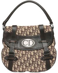 Dior - Brown Oblique Canvas And Leather Cd Logo Flap Hobo Bag - Lyst