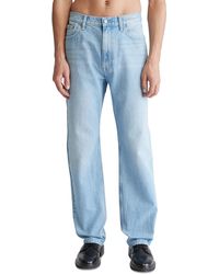 Calvin Klein - Solid Fitted Straight Leg Jeans - Lyst